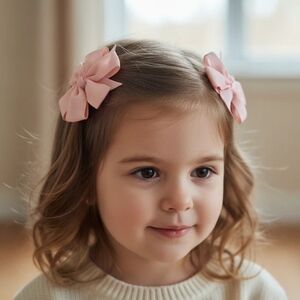 Set of Peach Hair Bows, Kids Hair Accessories